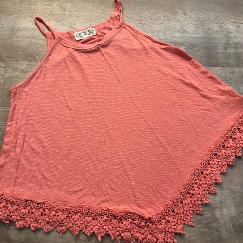 Lace Trimmed Tank | Pink Rose